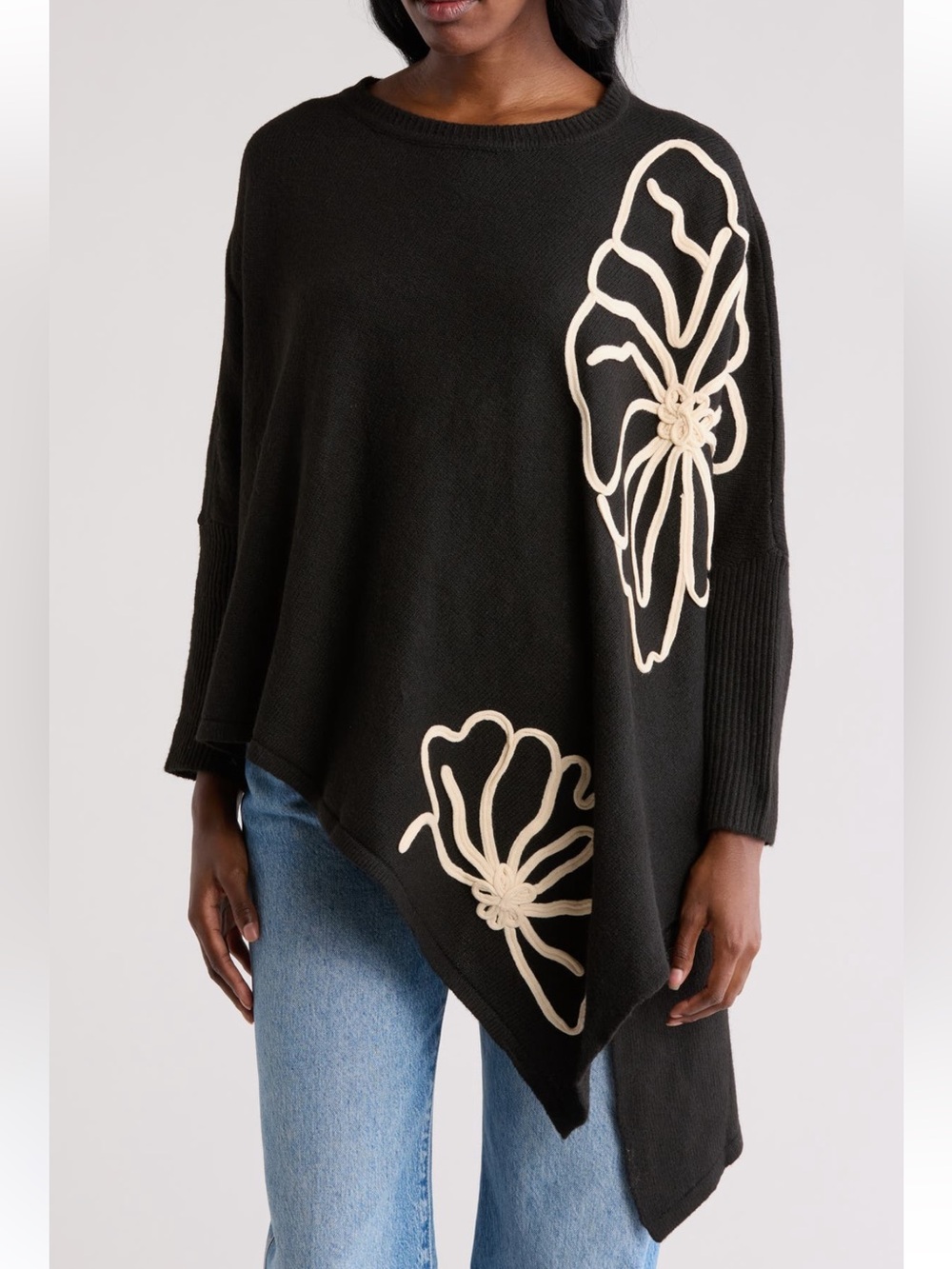 NWT DR2 by Daniel Rainn floral‎ embroidered long sleeve sweater